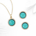 Fashion Jewelry Set Turquoise Pendant Necklace Earrings